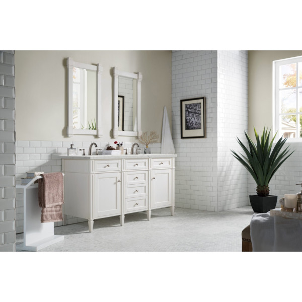 James Martin 655-V60D-BW-3EJP Bright White Double Vanity With Pearl Quartz Top