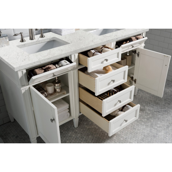 James Martin 655-V60D-BW-3EJP Bright White Double Vanity With Pearl Quartz Top