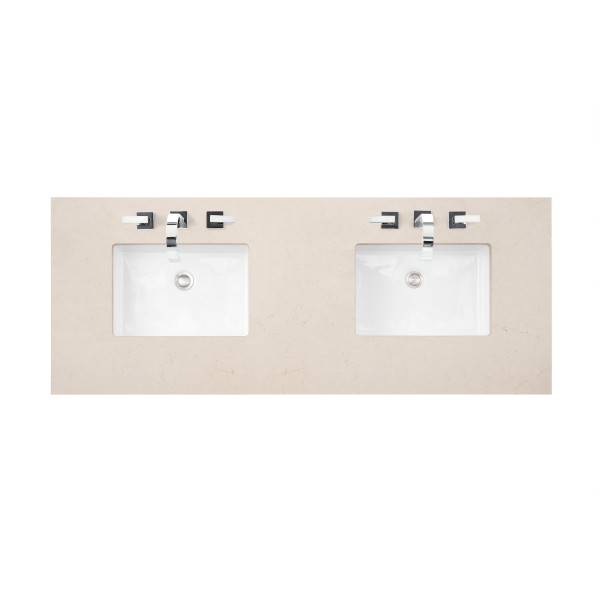 James Martin 655-V60D-BW-3EMR Bright White Double Vanity with Marfil Quartz Top