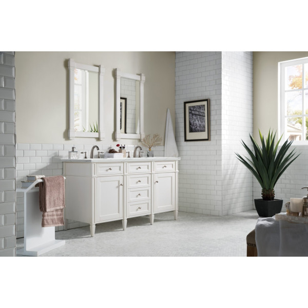 James Martin 655-V60D-BW-3ENCBright White Double Vanity With Noctis Quartz Top