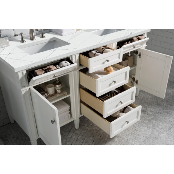 James Martin 655-V60D-BW-3ENCBright White Double Vanity With Noctis Quartz Top