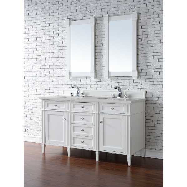 James Martin 655-V60D-BW-3ESR Bright White Double Vanity With Serena Quartz Top