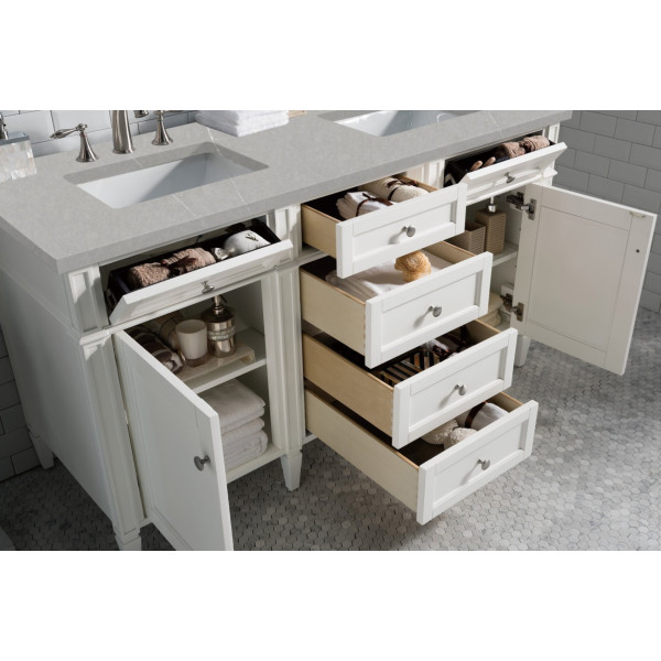 James Martin 655-V60D-BW-3ESR Bright White Double Vanity With Serena Quartz Top
