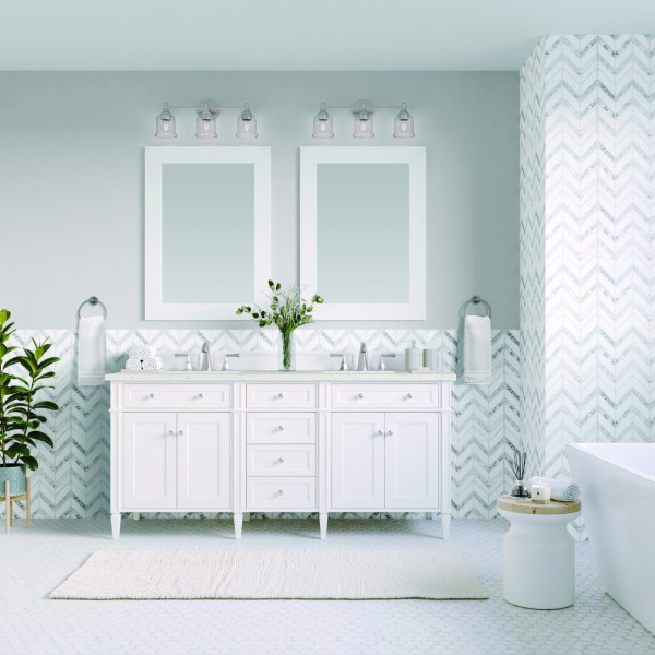 James Martin 655-V60D-BW-3LDL 60" Bright White Vanity w/ 3 CM Lime Delight Top