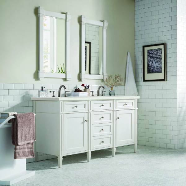 James Martin 655-V60D-BW-3LDL 60" Bright White Vanity w/ 3 CM Lime Delight Top