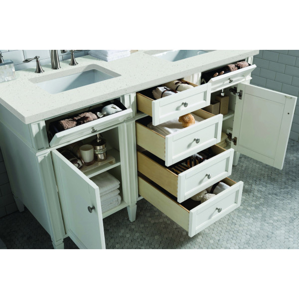 James Martin 655-V60D-BW-3LDL 60" Bright White Vanity w/ 3 CM Lime Delight Top