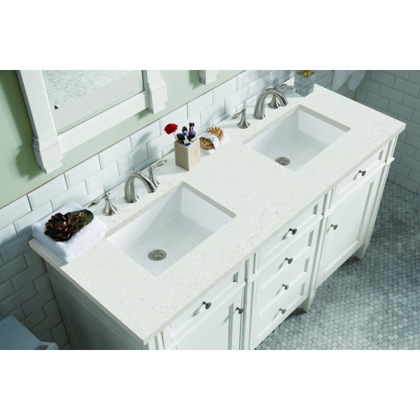James Martin 655-V60D-BW-3LDL 60" Bright White Vanity w/ 3 CM Lime Delight Top