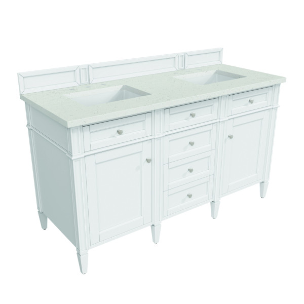 James Martin 655-V60D-BW-3LDL 60" Bright White Vanity w/ 3 CM Lime Delight Top