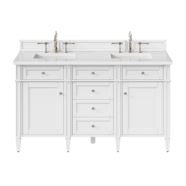 James Martin 655-V60D-BW-3WZ Bright White Double Vanity w/ White Zeus Quartz Top