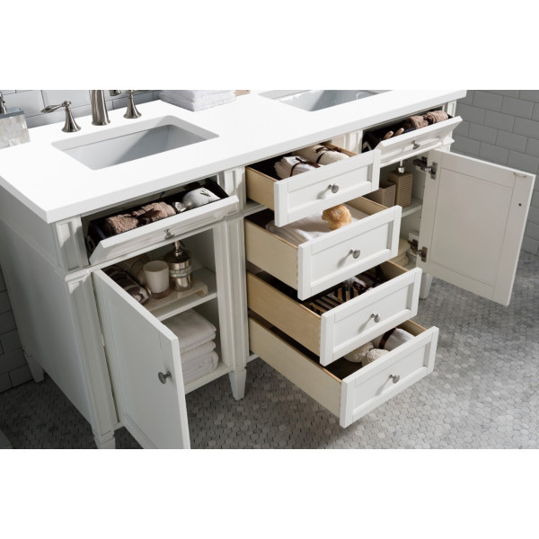 James Martin 655-V60D-BW-3WZ Bright White Double Vanity w/ White Zeus Quartz Top