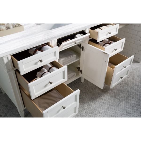 James Martin 655-V60S-BW-3AF 60" Single Vanity White w/ Arctic Fall Solid Top