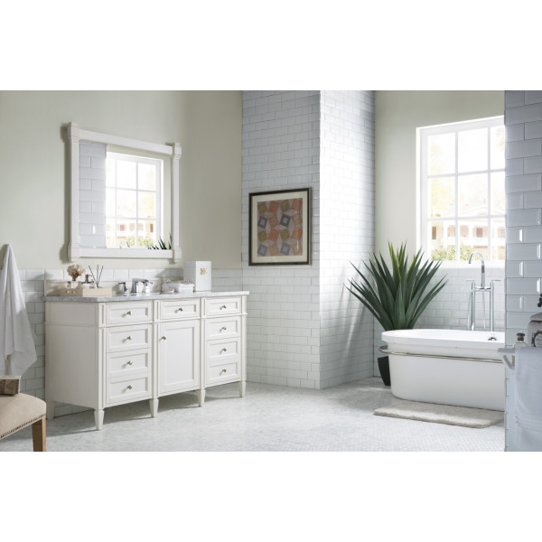 James Martin 655-V60S-BW-3CAR 60" Single Vanity White w/ Carrara Marble Top