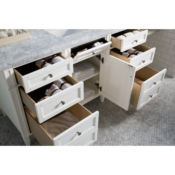 James Martin 655-V60S-BW-3CAR 60" Single Vanity White w/ Carrara Marble Top