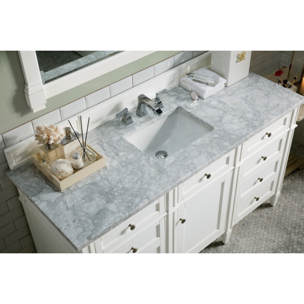 James Martin 655-V60S-BW-3CAR 60" Single Vanity White w/ Carrara Marble Top