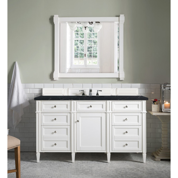 James Martin 655-V60S-BW-3CSP 60" Vanity White w/ Charcoal Soapstone Quartz Top