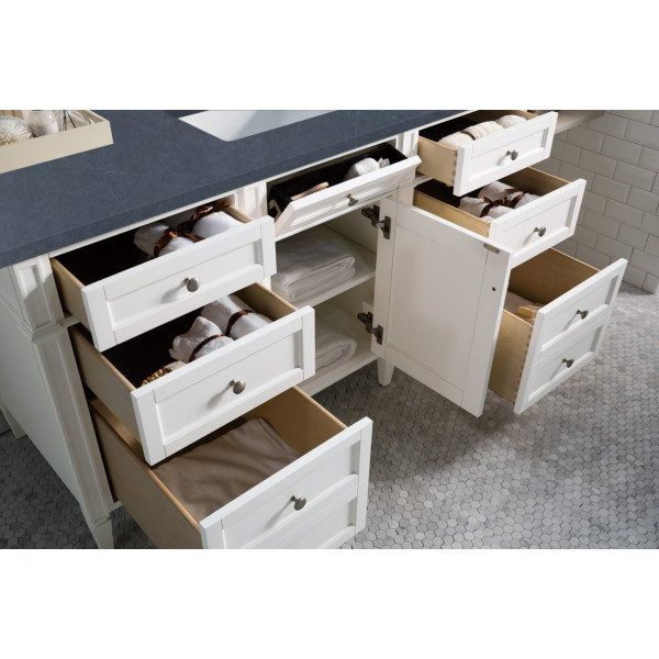 James Martin 655-V60S-BW-3CSP 60" Vanity White w/ Charcoal Soapstone Quartz Top