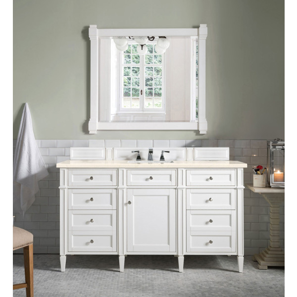 James Martin 655-V60S-BW-3EMR 60" Vanity White w/ Eternal Marfil Quartz Top
