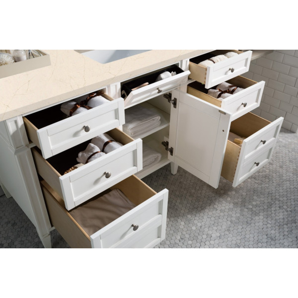 James Martin 655-V60S-BW-3EMR 60" Vanity White w/ Eternal Marfil Quartz Top