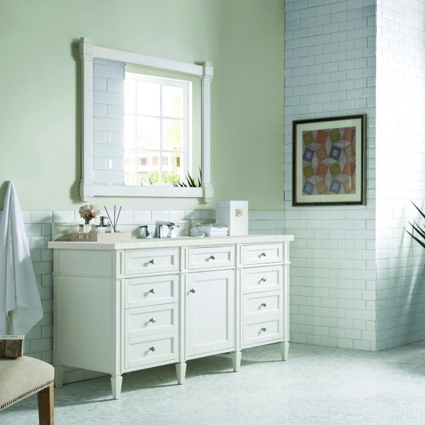 James Martin 655-V60S-BW-3LDL 60" Vanity Bright White w/ 3 CM Lime Delight Top