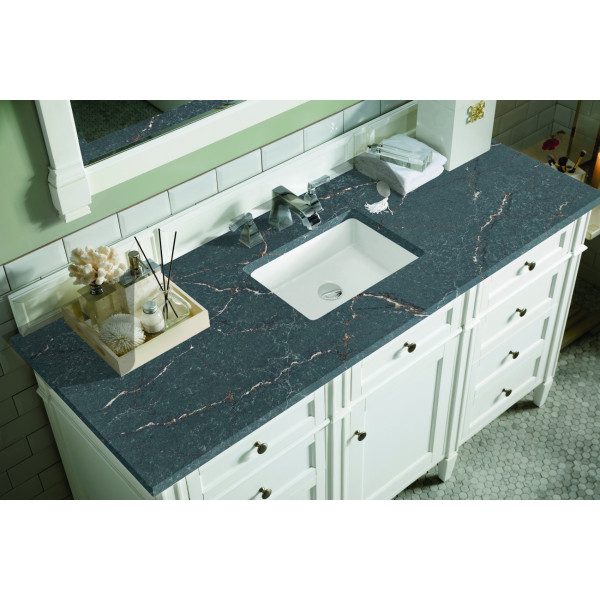 James Martin 655-V60S-BW-3PBL 60" Vanity Bright White w/ 3 CM Parisien Bleu Top