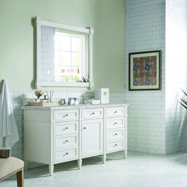 James Martin 655-V60S-BW-3VSL 60" Vanity Bright White w/ Victorian Silver Top