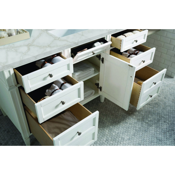 James Martin 655-V60S-BW-3VSL 60" Vanity Bright White w/ Victorian Silver Top