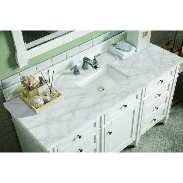 James Martin 655-V60S-BW-3VSL 60" Vanity Bright White w/ Victorian Silver Top