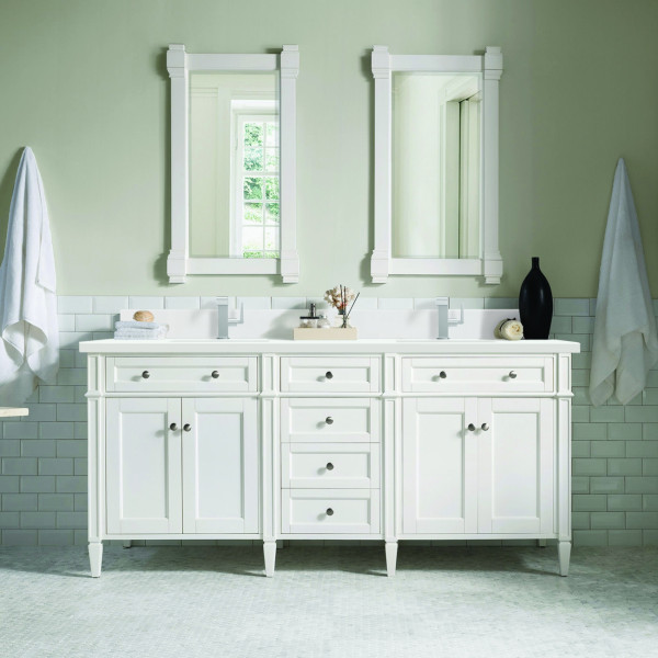 James Martin 655-V72-BW-1WZ Bright White Vanity w/ White Zeus Top & Backsplash