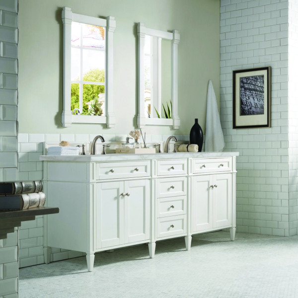 James Martin 655-V72-BW-3VSL 72" Bright White Vanity w/ Victorian Silver Top