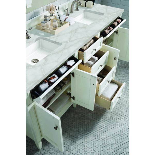 James Martin 655-V72-BW-3VSL 72" Bright White Vanity w/ Victorian Silver Top