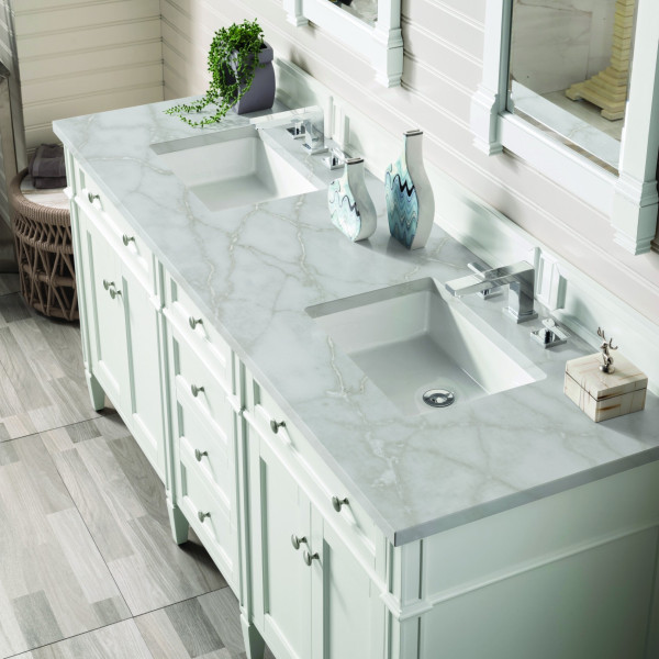 James Martin 655-V72-BW-3VSL 72" Bright White Vanity w/ Victorian Silver Top