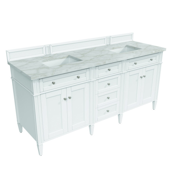 James Martin 655-V72-BW-3VSL 72" Bright White Vanity w/ Victorian Silver Top