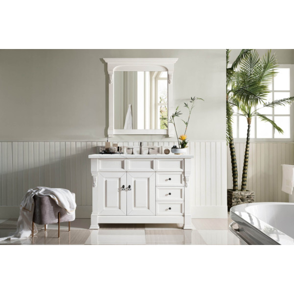 James Martin 147-V48-BW-3 Brookfield 48" Bright White Single Vanity Quartz Top