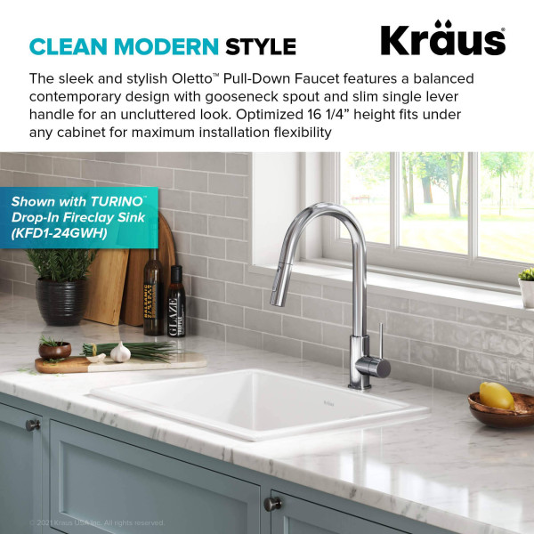 Kraus KPF-3104CH Contemporary Pull-Down Single Handle Kitchen Faucet Chrome