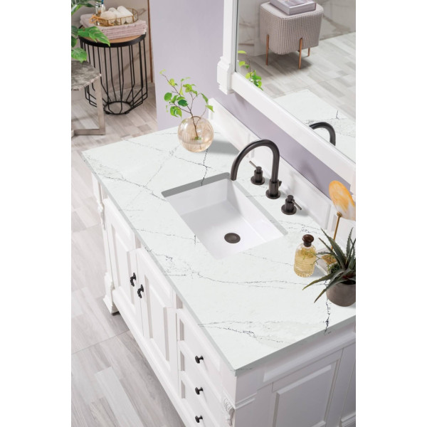 James Martin 147-V48-BW-3 Brookfield 48" Bright White Single Vanity Quartz Top
