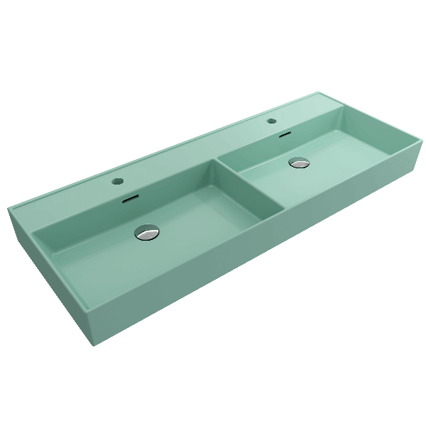 BOCCHI 1393-XXX-0132 47.75 in. Double Bowl Fireclay Sink for Two 1-Hole Faucets