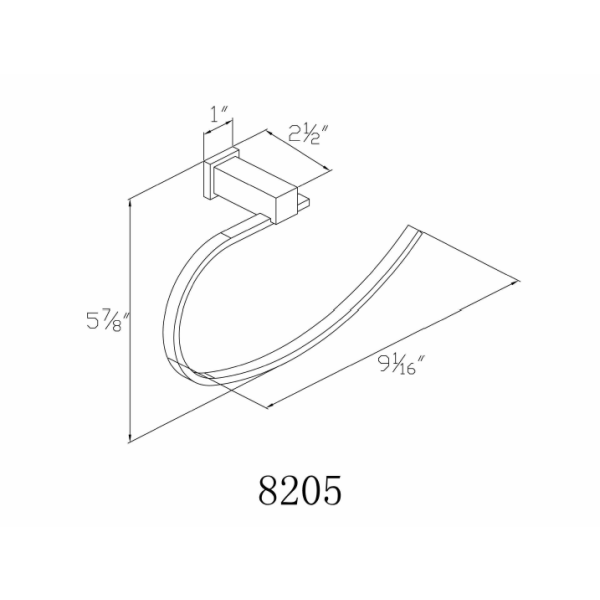 Dawn 8205S Square Series Towel Loop Bath Accessories in Satin Nickel