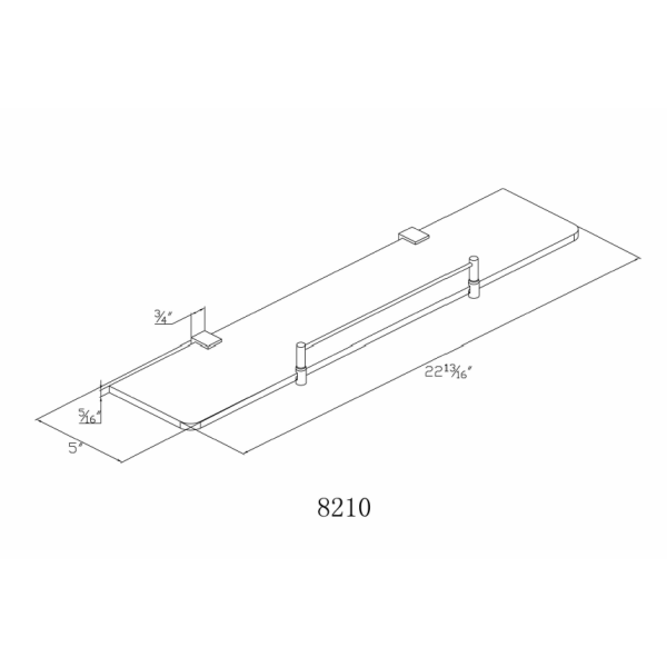 Dawn 8210-SN 24" Square Series Solid Brass Bathroom Shelf in Satin Nickel