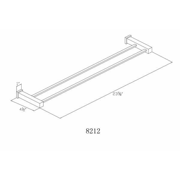 Dawn 8212S 24" Square Series Solid Brass Satin Nickel Double Towel Rail
