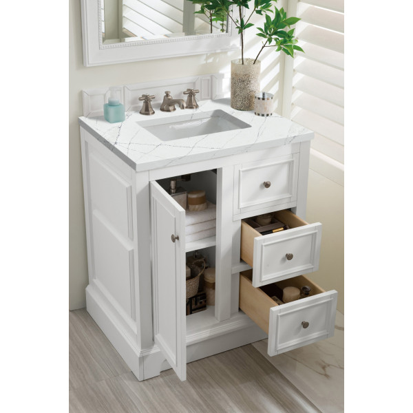James Martin 825-V30-BW-3 De Soto 30" Bright White Vanity w/ 3CM Countertop