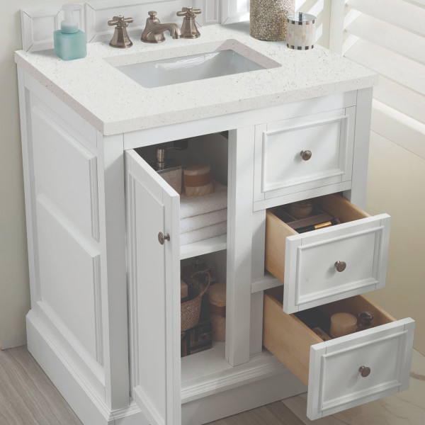 James Martin 825-V30-BW-3LDL 30" Vanity Bright White w/ 3 CM Lime Delight Top