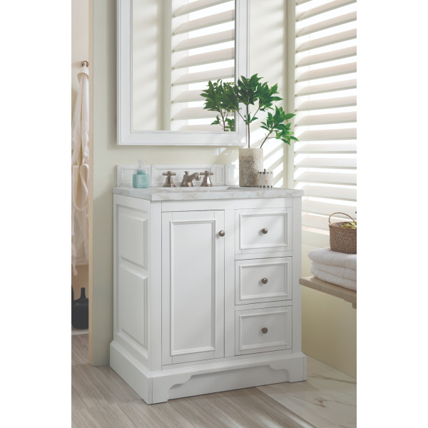 James Martin 825-V30-BW-3VSL 30" Vanity Bright White w/ Victorian Silver Top