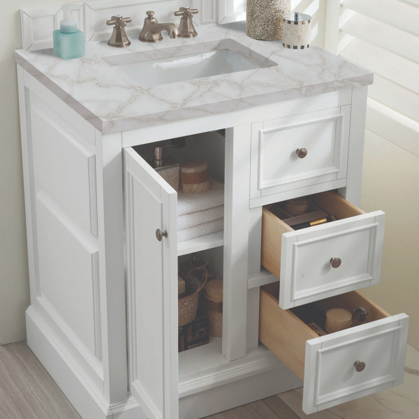 James Martin 825-V30-BW-3VSL 30" Vanity Bright White w/ Victorian Silver Top