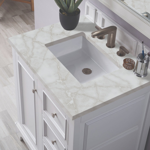 James Martin 825-V30-BW-3VSL 30" Vanity Bright White w/ Victorian Silver Top