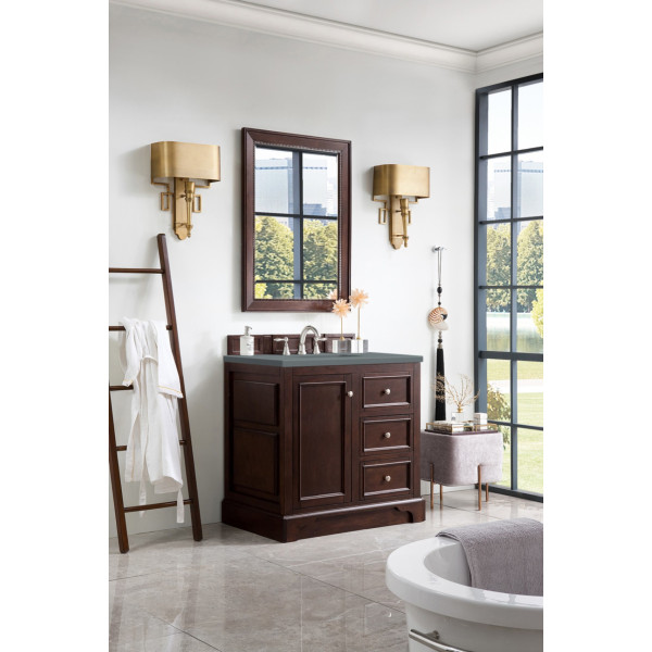 James Martin 825-V36-BNM-3 De Soto 36" Burnished Mahogany Vanity w/ 3CM Top