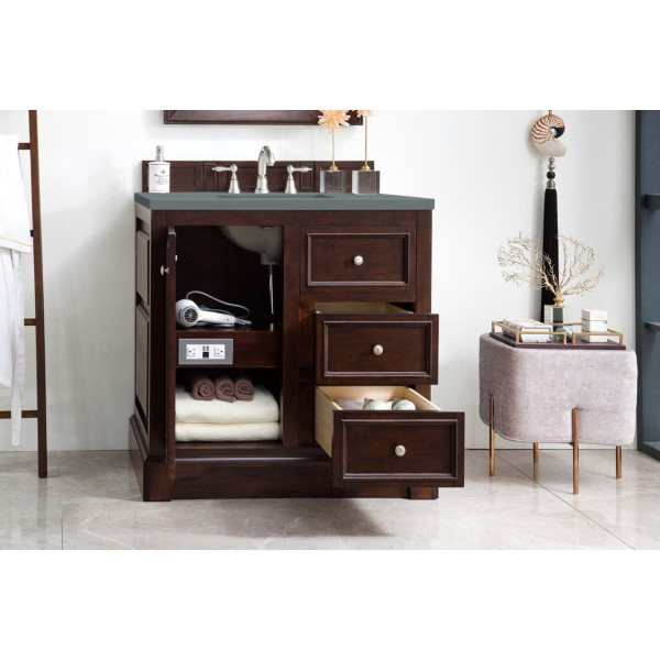James Martin 825-V36-BNM-3 De Soto 36" Burnished Mahogany Vanity w/ 3CM Top