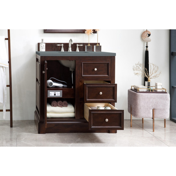 James Martin 825-V36-BNM-3 De Soto 36" Burnished Mahogany Vanity w/ 3CM Top
