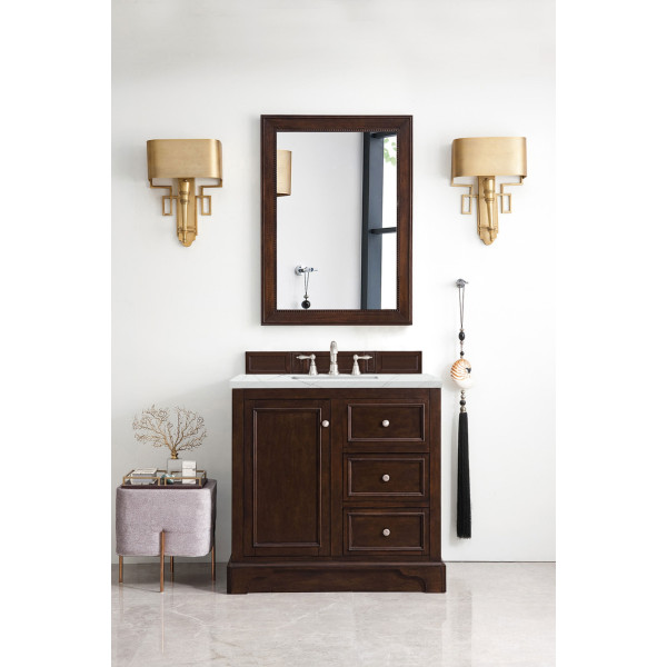 James Martin 825-V36-BNM-3 De Soto 36" Burnished Mahogany Vanity w/ 3CM Top