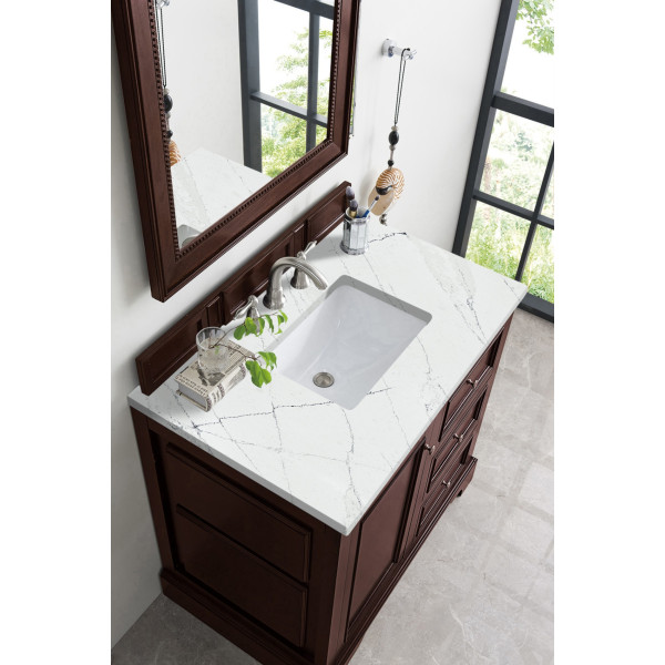 James Martin 825-V36-BNM-3 De Soto 36" Burnished Mahogany Vanity w/ 3CM Top