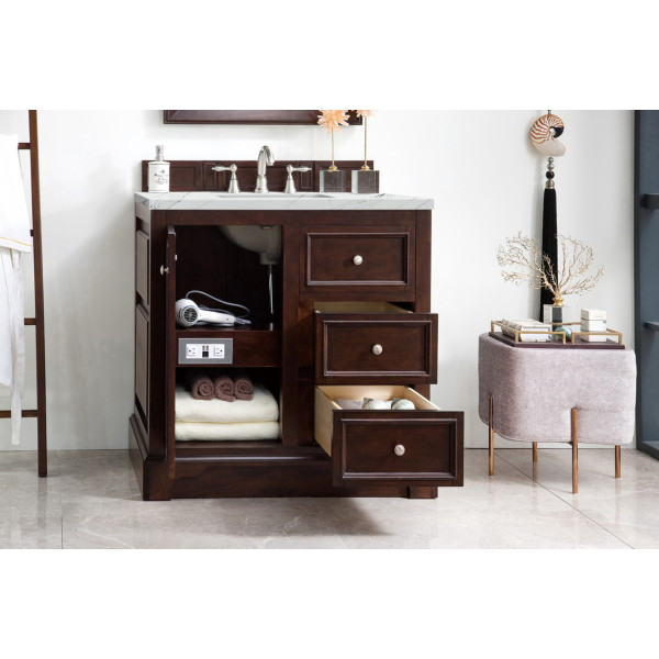 James Martin 825-V36-BNM-3 De Soto 36" Burnished Mahogany Vanity w/ 3CM Top